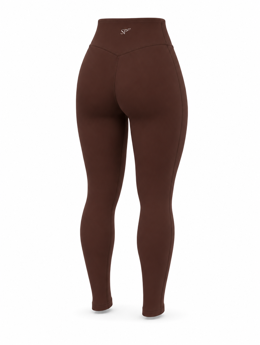 DUAL Leggings in Sienna, a high waisted full length legging shown from the back