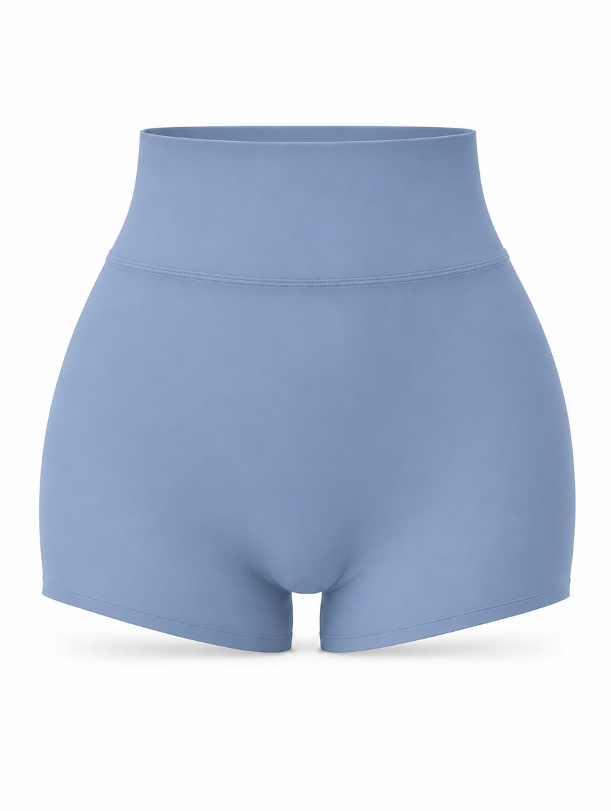 DUAL Short in Azure, a high waisted activewear short shown from the front