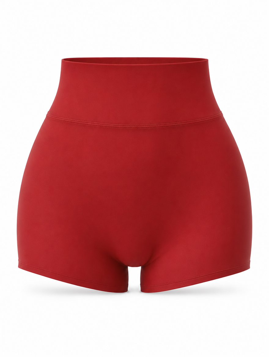 DUAL Short in Garnet, a high waisted activewear short shown from the front