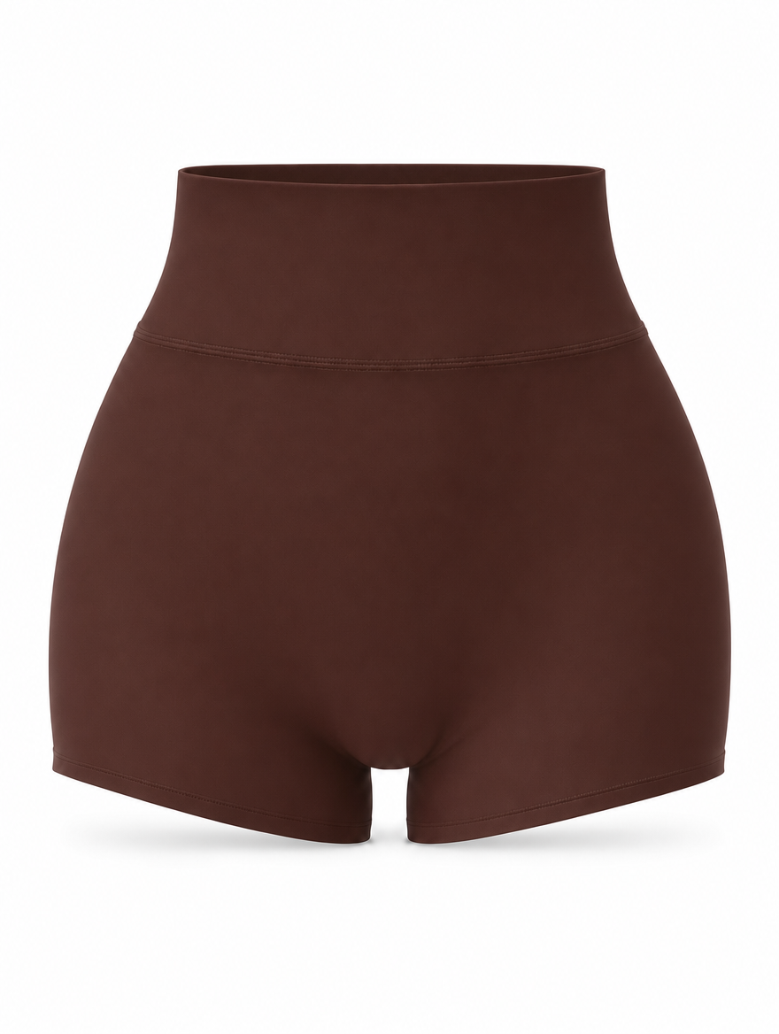 DUAL Short in Sienna, a high waisted activewear short shown from the front