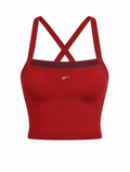 DUAL Top in Garnet, a square neck crop tank with contrast binding at the neckline