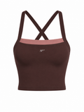 DUAL Top in Sienna, a square neck crop tank with contrast binding at the neckline